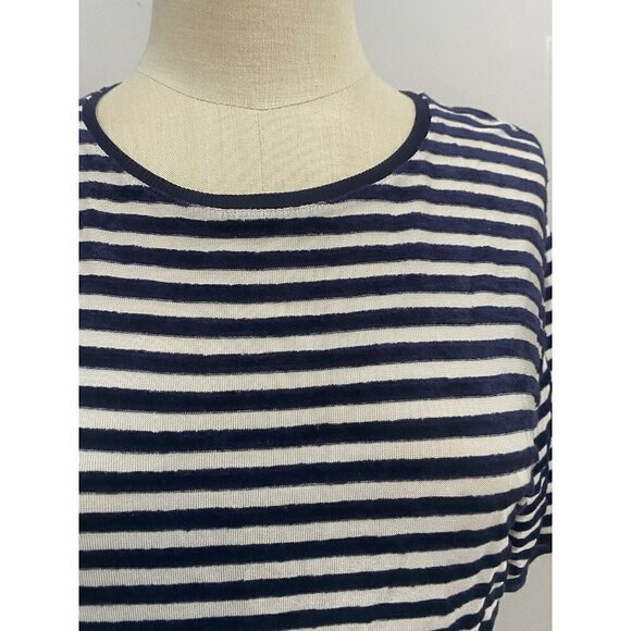 Theory Eligia Velour Stripe Knit Top Short Sleeves Pullover Boxy Women's… - Picture 3 of 7